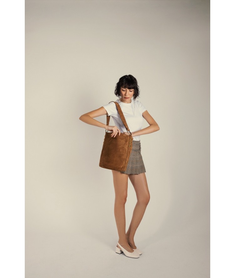Clic Jewels Sandra BucketBag Camel Suede Leather